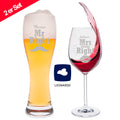 Weizenglas + Weinglas "Mr Right & Mrs Always Right" mit Namen im Set