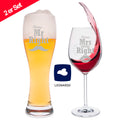 Weizenglas + Weinglas "Mr Right & Mrs Always Right" mit Namen im Set