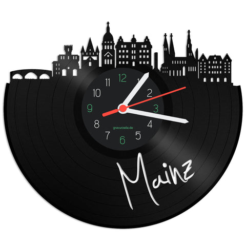 Schallplattenuhr Skyline Mainz