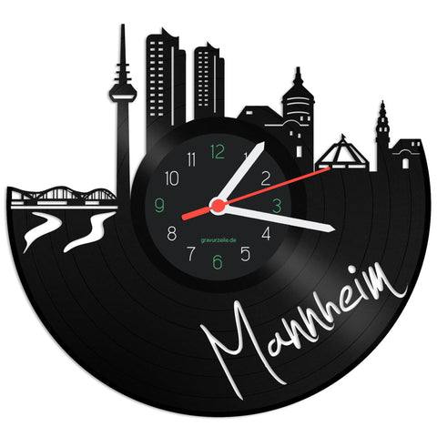 Schallplattenuhr Skyline Mannheim