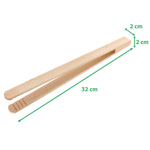 Grillzange mit Gravur aus Buchenholz 30cm -