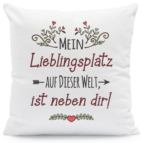 Kissen mit Spruch Mein Lieblingsplatz auf dieser Welt