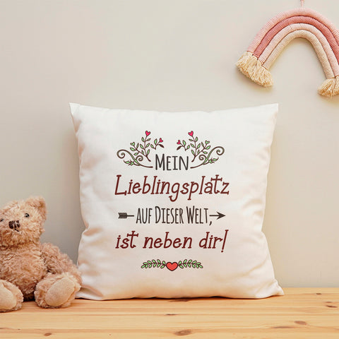 Kissen mit Spruch Mein Lieblingsplatz auf dieser Welt