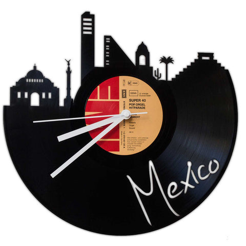 Schallplattenuhr Skyline Mexico