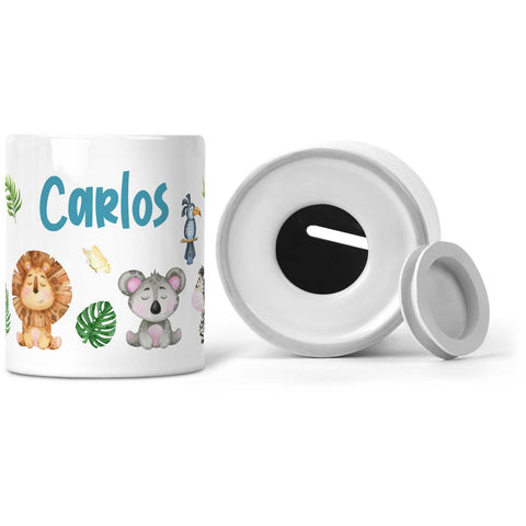 Bedruckte Spardose - Safari Design für Kinder