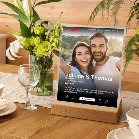 Film Cover auf Acrylglas - Personalisiertes Geschenk mit Foto im Netflix Design