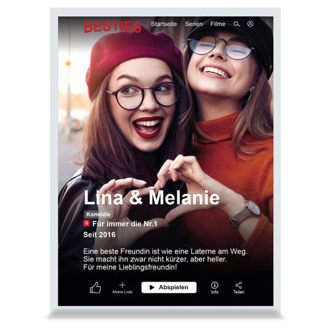 Film Cover auf Acrylglas - Personalisiertes Geschenk mit Foto im Netflix Design