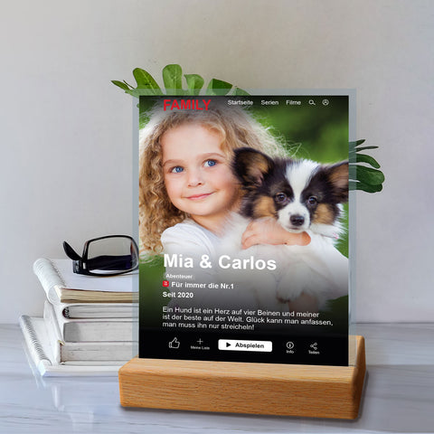 Film Cover auf Acrylglas - Personalisiertes Geschenk mit Foto im Netflix Design
