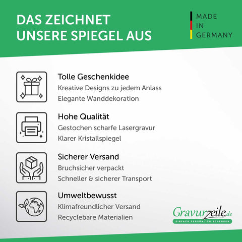 Motivspiegel mit Gravur Two Hearts