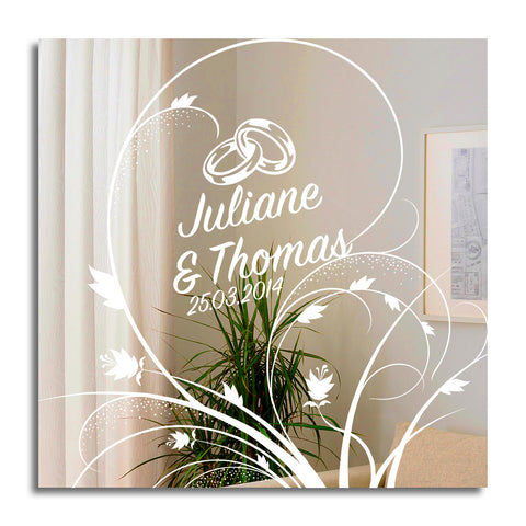 Motivspiegel mit Gravur Wedding Design