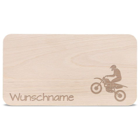Frühstücksbrettchen für Kinder im " Motorrad" Design mit Wunschname