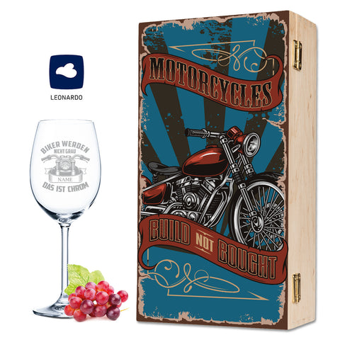 Leonardo Weinglas mit Gravur "Motorcycles" Design im Set