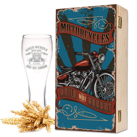 Leonardo Weinglas mit Gravur "Motorcycles" Design im Set