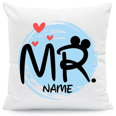 Bedrucktes Kissen mit Spruch Mr & Mrs Mouse