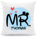 Bedrucktes Kissen mit Spruch Mr & Mrs Mouse