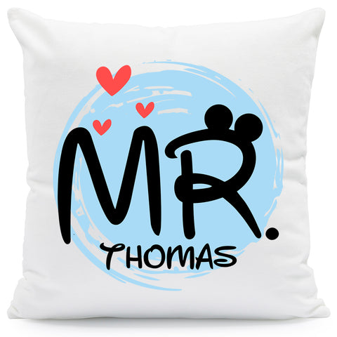 Bedrucktes Kissen mit Spruch Mr & Mrs Mouse