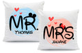 Bedrucktes Kissen mit Spruch Mr & Mrs Mouse