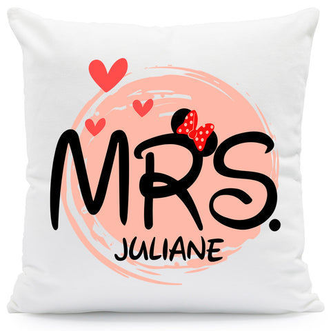 Bedrucktes Kissen mit Spruch Mr & Mrs Mouse