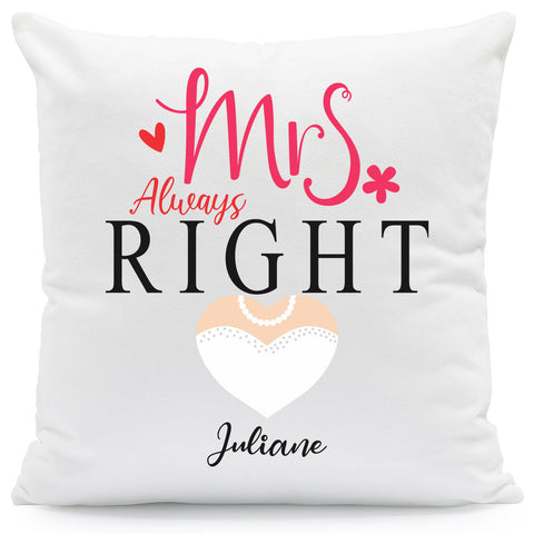 Bedrucktes Kissen mit Spruch Mr & Mrs always Right im Set