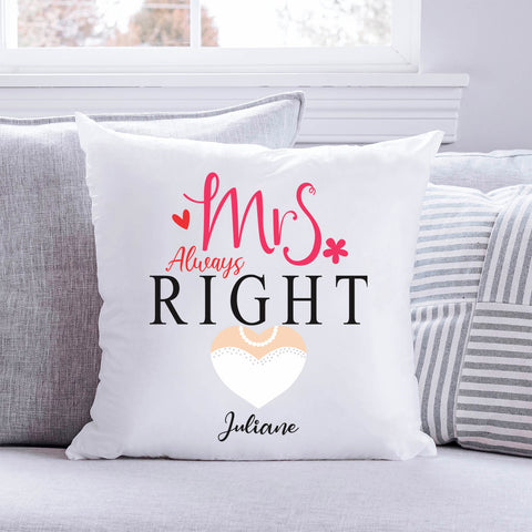 Bedrucktes Kissen mit Spruch Mr & Mrs always Right im Set