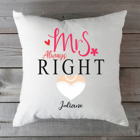 Bedrucktes Kissen mit Spruch Mr & Mrs always Right im Set