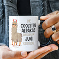 Bedruckte Tasse mit Spruch Die coolsten Alpakas