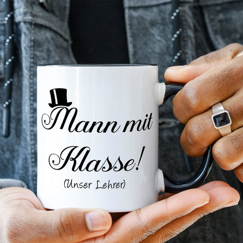 Bedruckte Tasse mit Spruch Mann mit Klasse