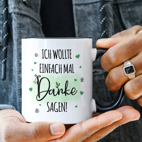 Bedruckte Tasse mit Spruch Wollte einfach mal danke sagen