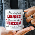 Bedruckte Tasse mit Spruch Die besten Lehrer lehren aus dem Herzen