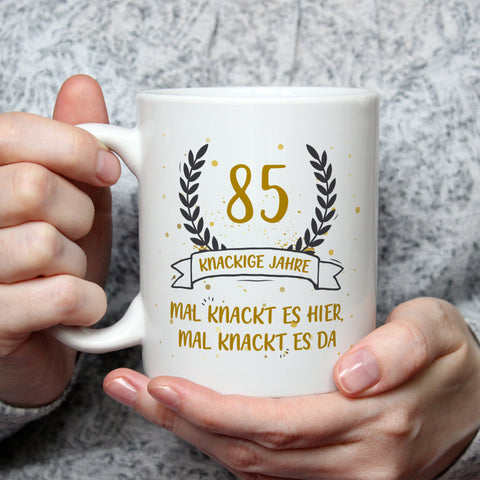 Bedruckte Tasse mit Spruch Knackige Jahre
