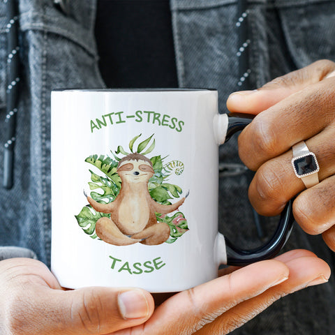 Bedruckte Tasse mit Spruch Anti-Stress Tasse