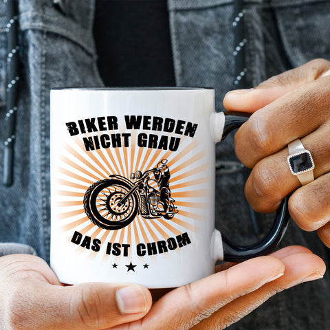 Bedruckte Tasse mit Spruch Biker werden nicht grau