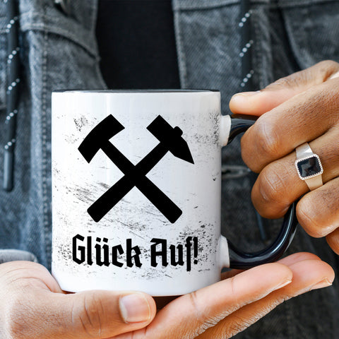 Bedruckte Tasse mit Spruch Glück Auf!