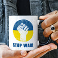 Bedruckte Tasse mit Spruch Stop War Ukraine