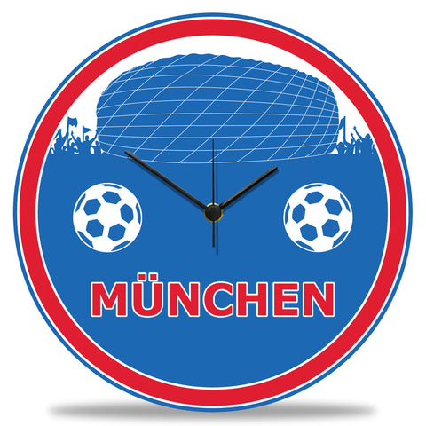 Wanduhr aus Holz Vereinsliebe München - mit UV Druck