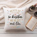 Bedrucktes Kissen mit Motiv Nichts ist so kostbar wie die Zeit mit Dir