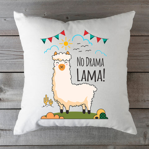 Bedrucktes Kissen mit Spruch No Drama Lama