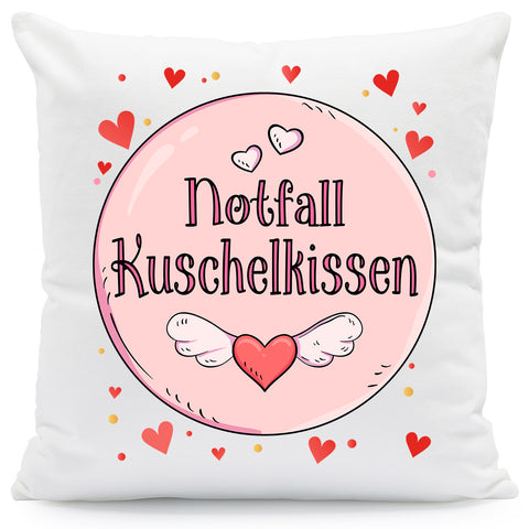 Bedrucktes Kissen mit Spruch Notfall Kuschelkissen