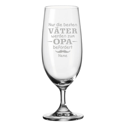 Leonardo Bierglas mit Gravur "Nur die besten Väter werden zum Opa befördert" mit Namen