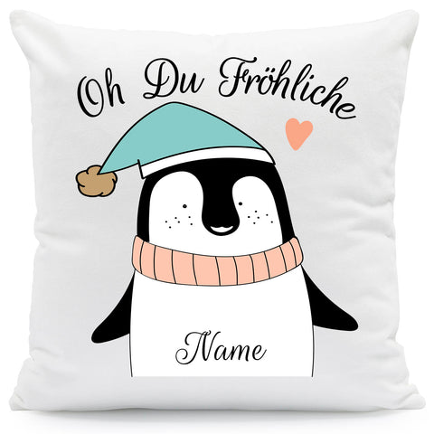 Kissen mit Weihnachtsmotiv und Name - Oh Du Fröhliche - Weihnachtsdeko - Für Frauen & Männer