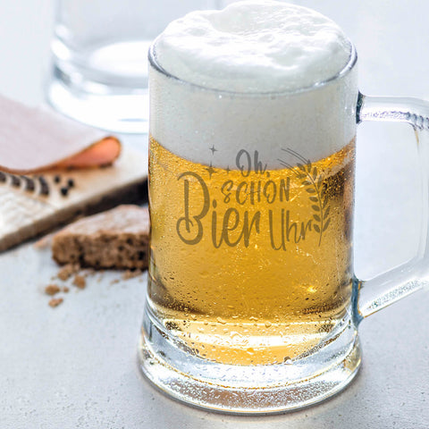 Montana Bierkrug mit Gravur "Oh schon Bier Uhr"