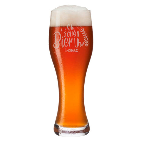 Leonardo Weizenglas "Oh schon Bier Uhr" mit Namen