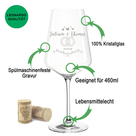 Leonardo Weingläser mit Gravur im "Pampasgras Frame Love" Design