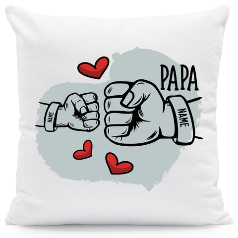 Bedrucktes Kissen mit Motiv Papa fist bump