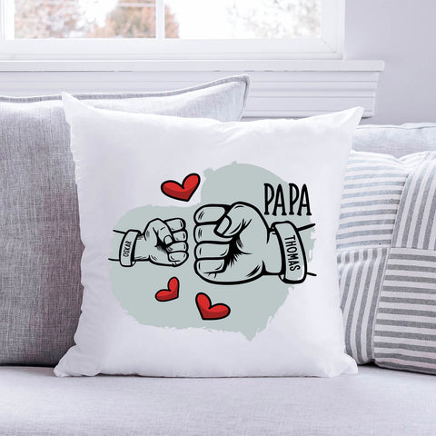 Bedrucktes Kissen mit Motiv Papa fist bump