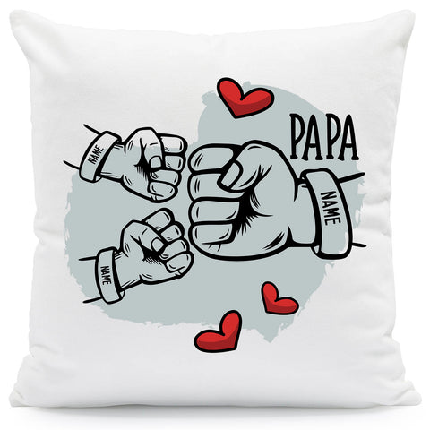 Bedrucktes Kissen mit Motiv Papa fist bump