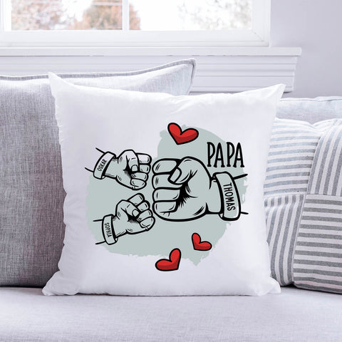 Bedrucktes Kissen mit Motiv Papa fist bump