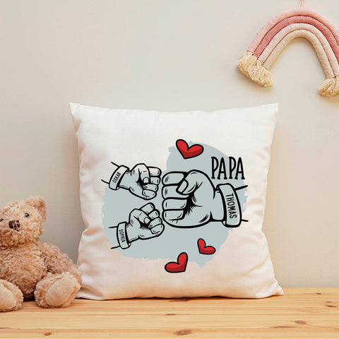 Bedrucktes Kissen mit Motiv Papa fist bump