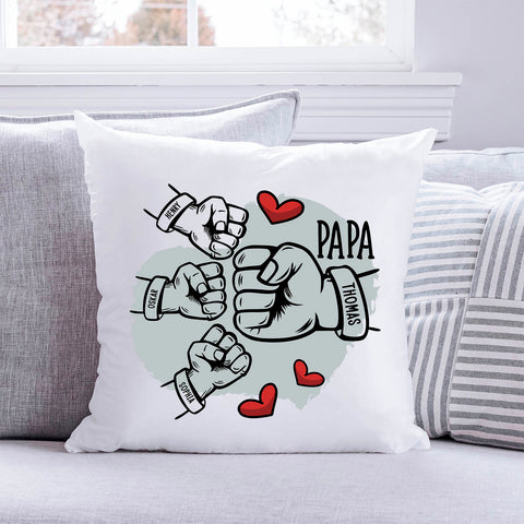 Bedrucktes Kissen mit Motiv Papa fist bump