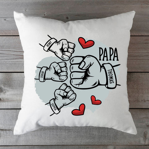 Bedrucktes Kissen mit Motiv Papa fist bump